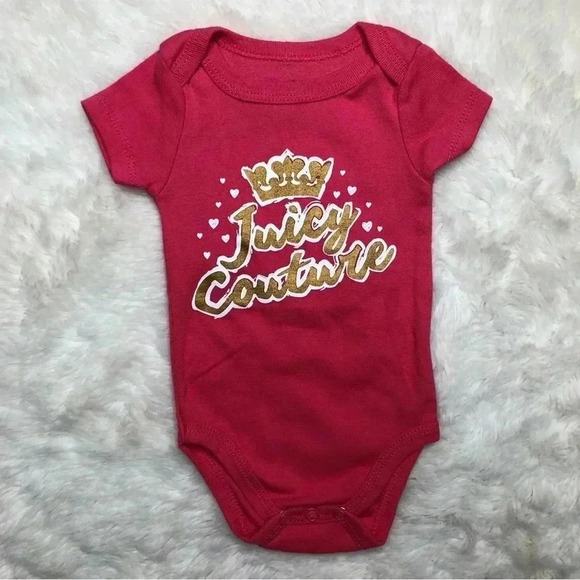Juicy Couture  Diaper Shirt Onesie Pink Size 0-3 Months - Picture 1 of 16